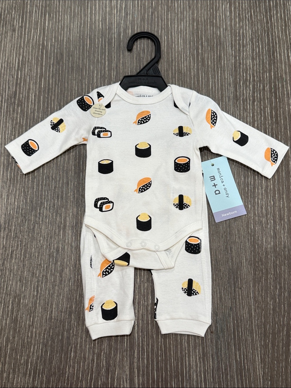 NWT Monica+Andy Newborn Sushi Print Long-Sleeve and pant set